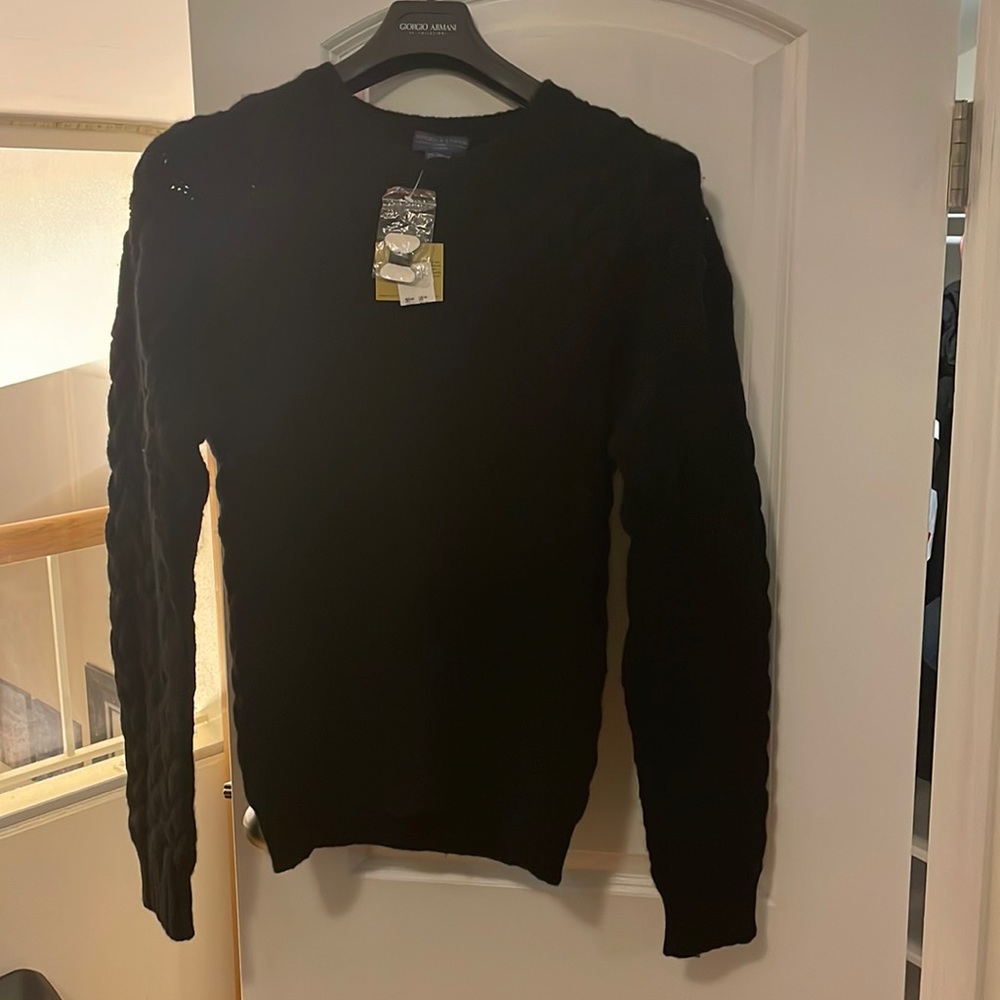 Men's Cashmere Black Cable-Knit Sweater (NWT, Men's Medium)